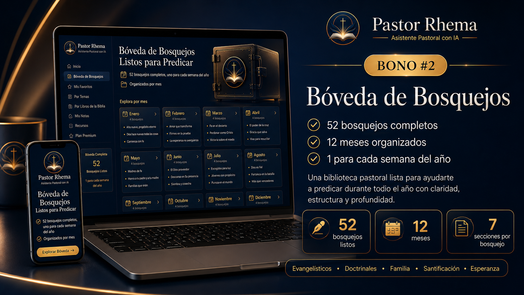 Bóveda de 52 bosquejos completos organizados por mes